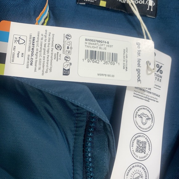 NWT Smartwool Smartloft Vest Men's Small Twilight Blue — $185 Retail - Picture 8 of 10
